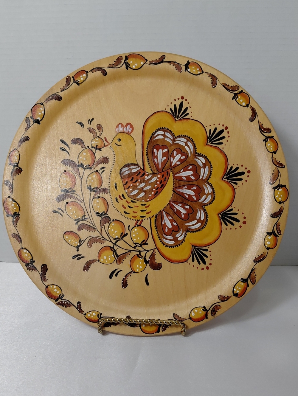 Beatiful Hand Painted Wooden Plate- Vintage